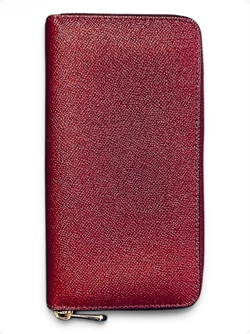 Coach Zip Around Continental Wallet in Metallic Cherry